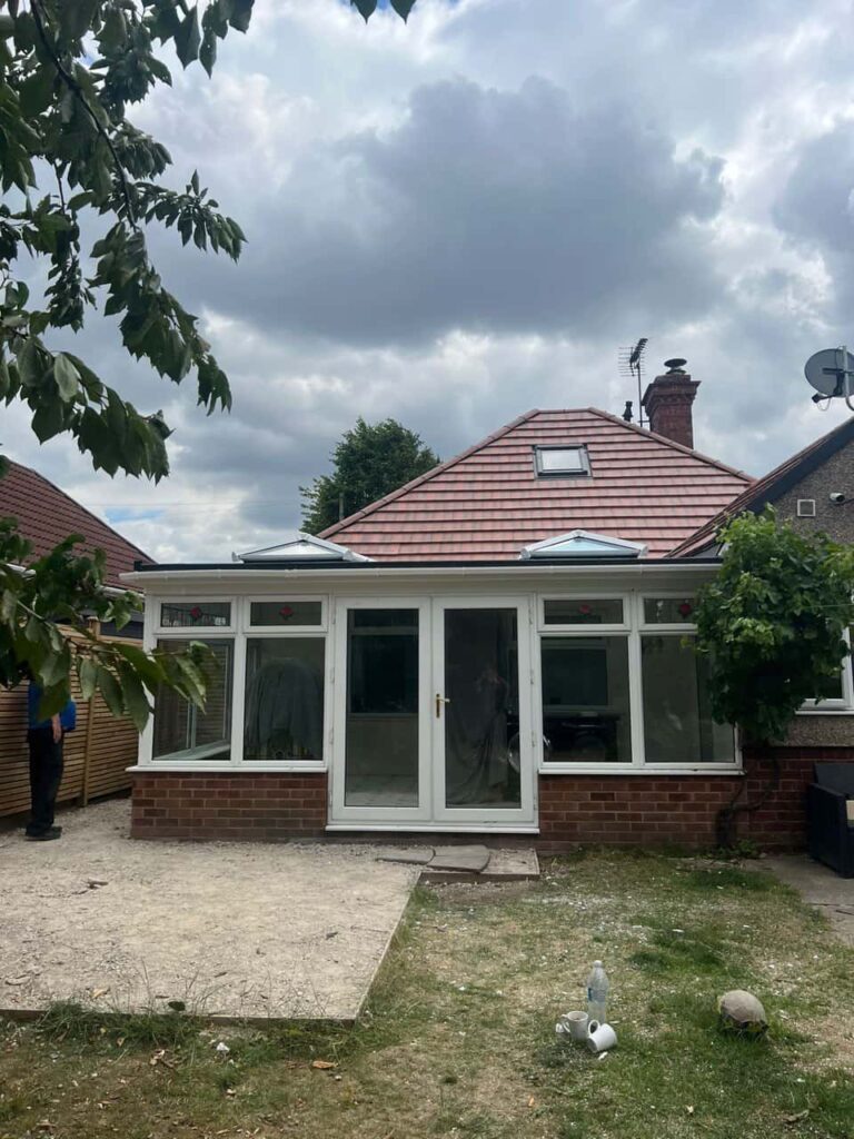 This is a photo of a hipped roof on a bungalow that has just had roof repairs carried out. Works carried out by Warsop Roofing Repairs